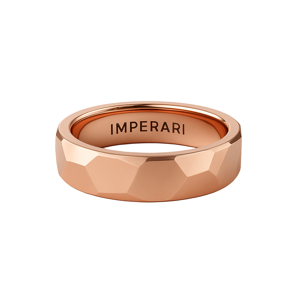 IMPERARI FACETED MEN’S BAND – ROSE GOLD